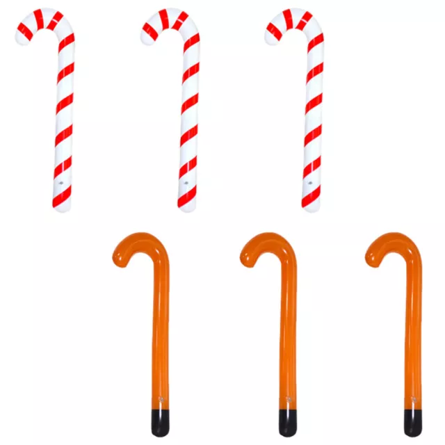 6 Pcs Christmas Cane Toy Pvc Tree Candy Blow up Canes Inflatable for