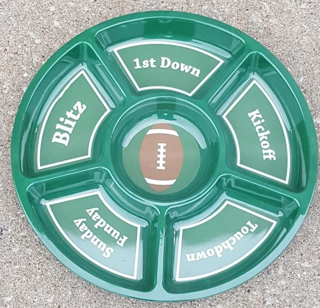 Potato Chip Cheeze Crackers Cookies Football Divided Snack Dip Bowl PARTY