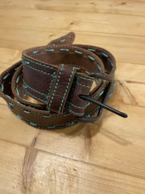 American Eagle Brown And Green Leather Belt M