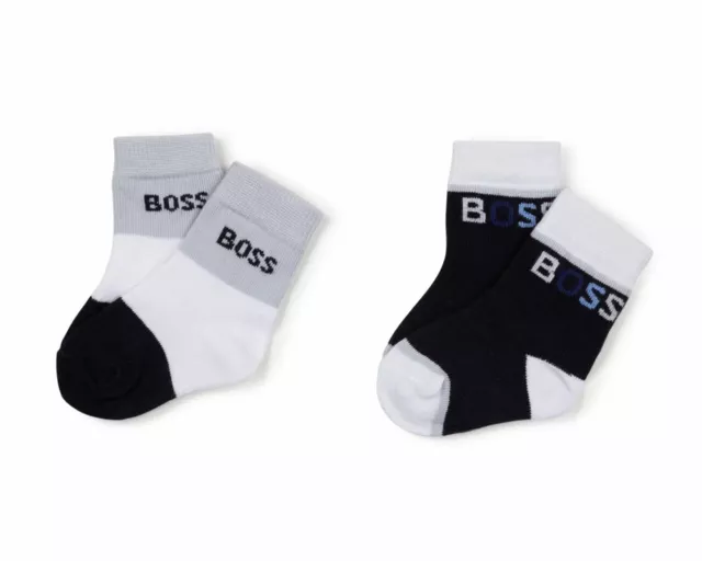 Hugo Boss Baby's J90245 Boys Two Pair Pack Socks Navy White