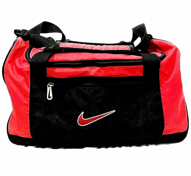 Vintage 90s Nike Gym Duffel Bag Red Black Travel Large 18" Swoosh Jordan