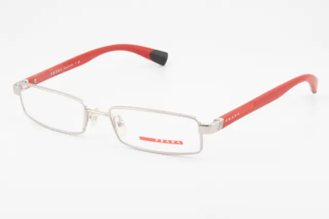 Prada VPS53C 1AP1O1 Male Rectangular Glasses Frames Silver Red 53mm