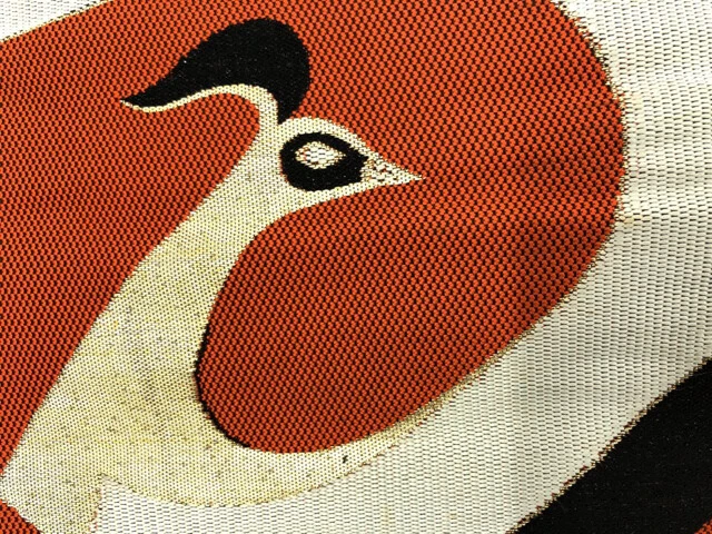 6530014: Japanese Kimono / Antique Nagoya Obi / Woven Peacock