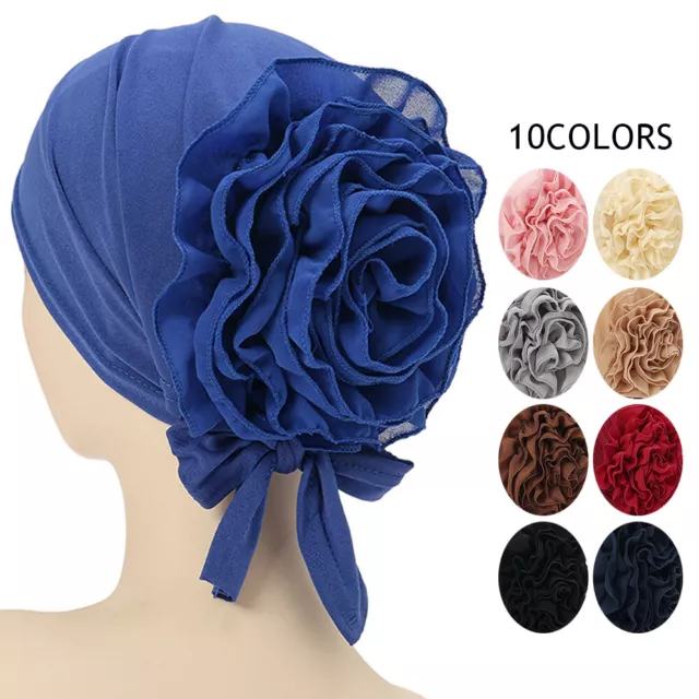 Turban-Mütze Beanie-Mütze Spitze Blumenhut Pan-Blumenhut Reine Farbe Stretc E