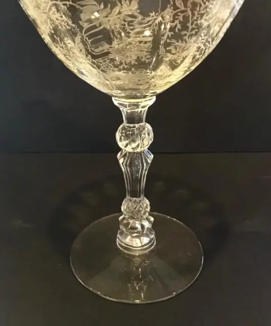 Vintage Fostoria Chintz Etch Tall Champagne/ Sherbet Glass, Crystal 3