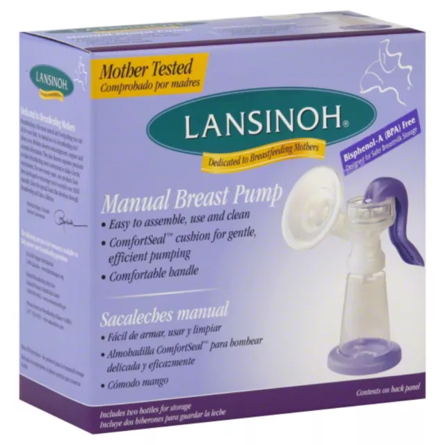 Lansinoh Portable Manual Breast Pump Comfortable Handle (New Condition Open-Box)