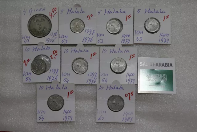 Saudi Arabia - 9 Old Coins Lot B49 #N218.
