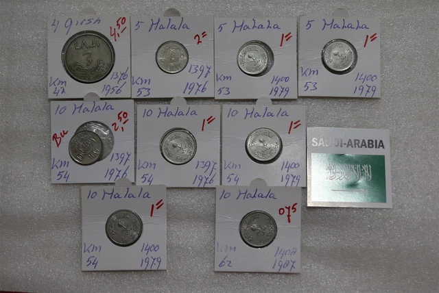 Saudi Arabia - 9 Old Coins Lot B49 #N218.