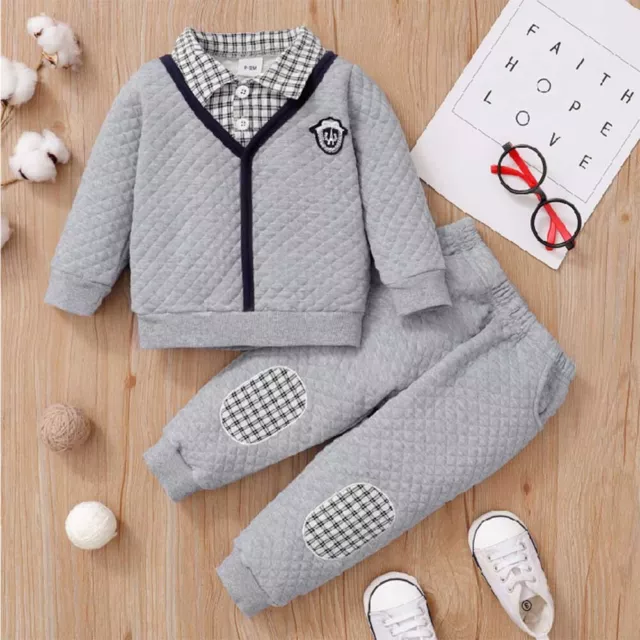 Tuta con bottoni bambini neonati neonati maniche lunghe top pantaloni abiti abiti Tuta con bottoni bambini neonati neonati maniche lunghe top pantaloni abiti abiti
