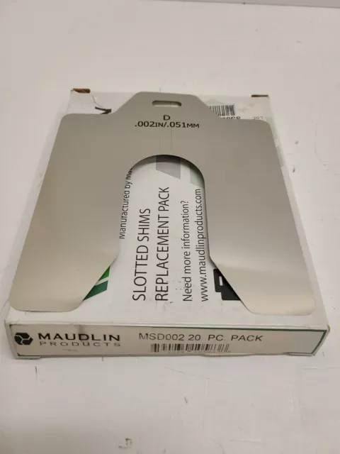 BOX OF (20) NEW OLD STOCK! MAUDLIN 5"x5"x0.002" STAINLESS SLOTTED SHIM MSD002