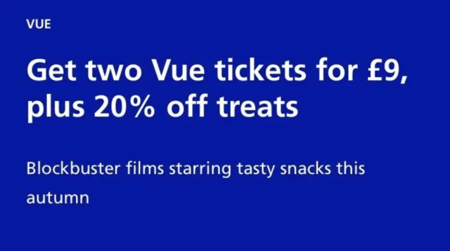 2x VUE Cinema 2D Movie Tickets For £9 - Please Read Description Before Buying