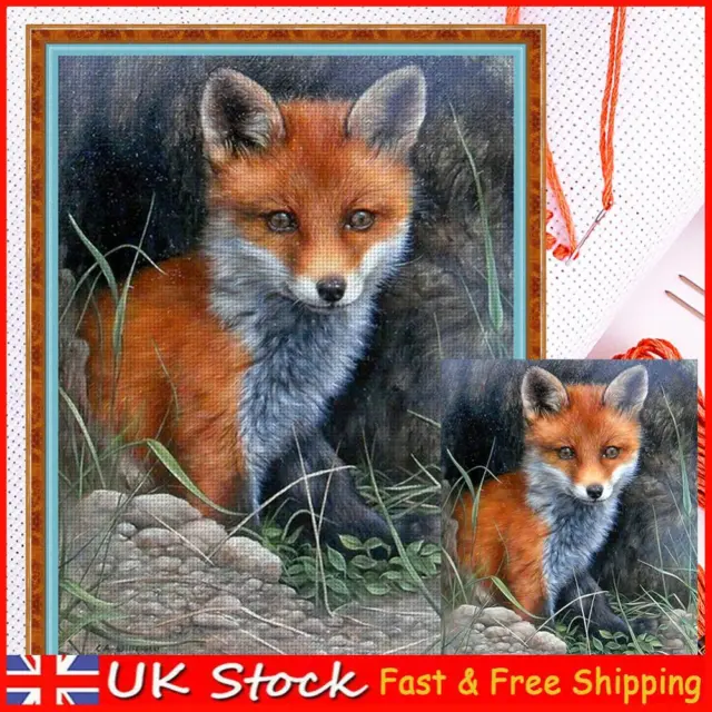 Full Cross Stitch 11CT Fox Counted Embroidery DIY Cotton Thread Animal Wall Art