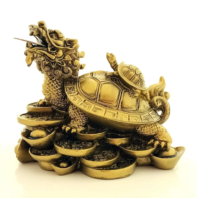 STATUE EN BRONZE de Feng Shui de tortue de dragon de couleur pour la