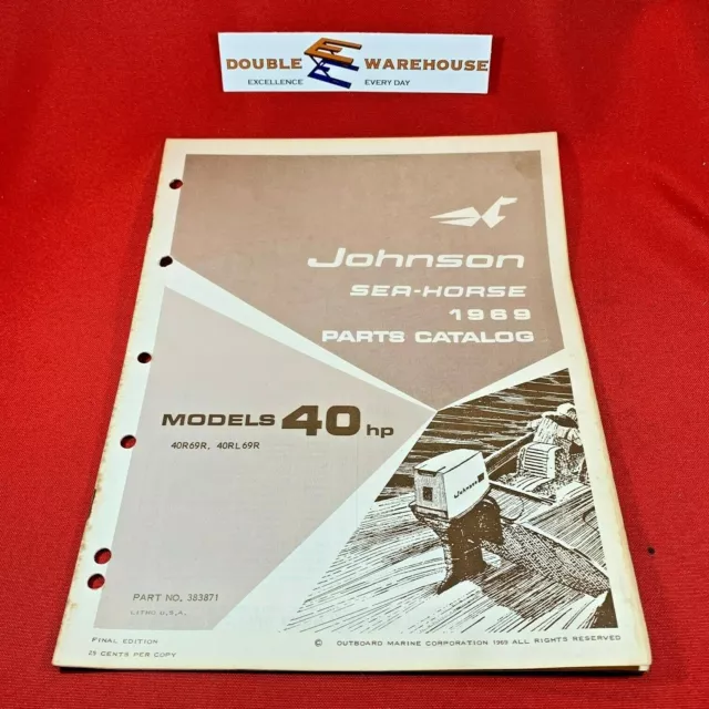 1969 Johnson 40 HP Sea Horse Parts Catalog OMC Final Ed