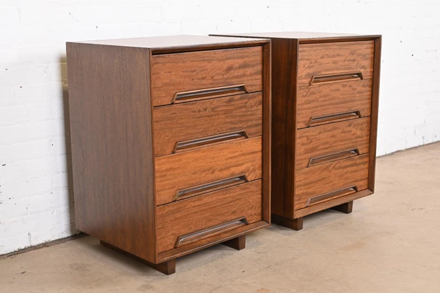 Milo Baughman for Drexel Perspective Exotic Mindoro Wood Bedside Chests