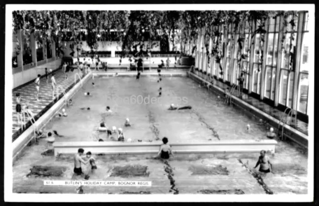 Vintage Sussex RP Postcard: Swimming Pool, Butlin's Holiday Camp, Bognor Regis