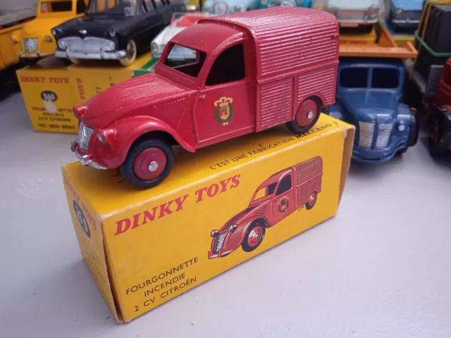 Dinky Toys France Réf 25 D Citroën 2 CV Fourgonnette Incendie En Boîte