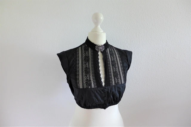 Camicia dirndl design Anno Domini pizzo senza maniche nera taglia 34 XS S