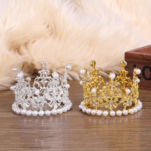 Crown Tiara Cake Topper Crystal Pearl Cupcake Toppers Children Hair Ornaments