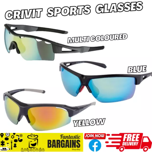 Crivit Sports Glasses Interchangeable Lense Cycling Sunglasses Wraparound Mirror