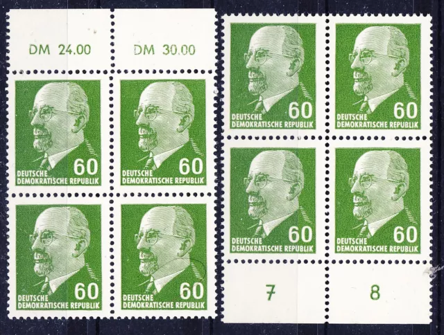 Briefmarken DDR Mi Nr. 1080 XxI  2x(OR1+UR2)  W. Ulbricht  **