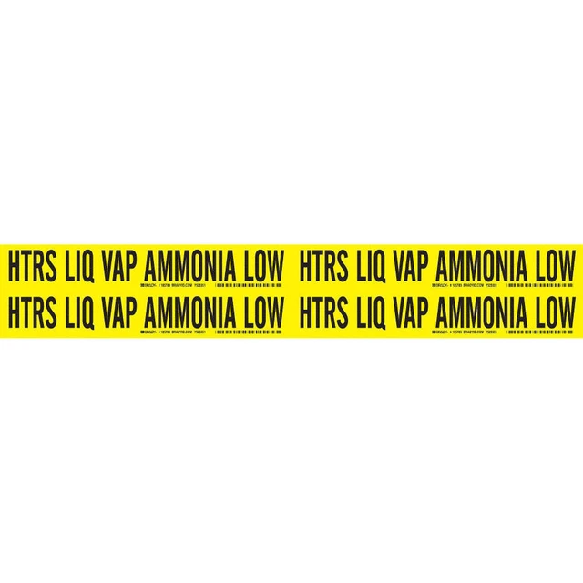 BRADY 105789 Pipe Marker,Htrs Liq Vap Ammonia Low