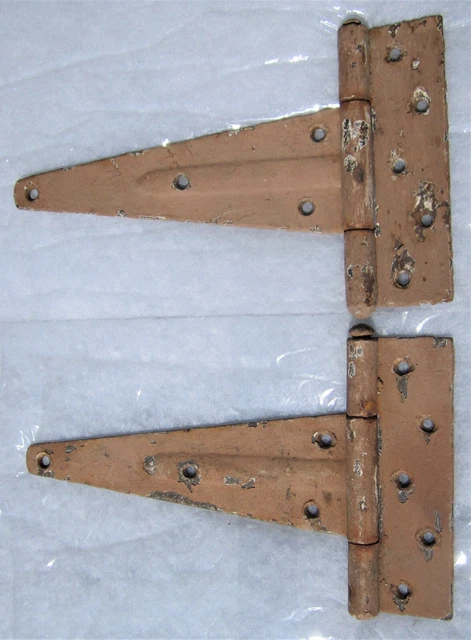 2 VINTAGE LARGE 12" x 7" BARN / SHED DOOR / GATE / WINDOW STRAP HINGES