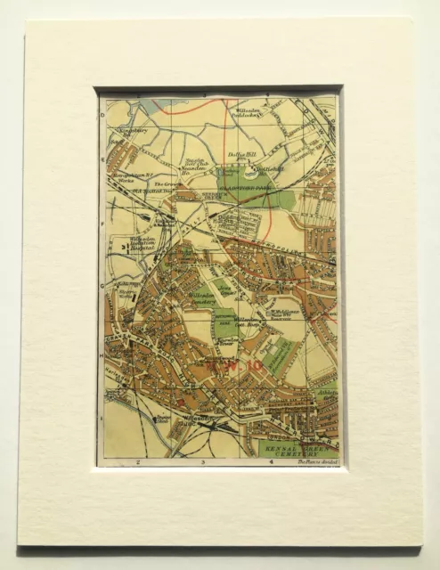 Antique 1920s London Map - Mounted - Colour - WILLESDEN, HARLESDEN 5