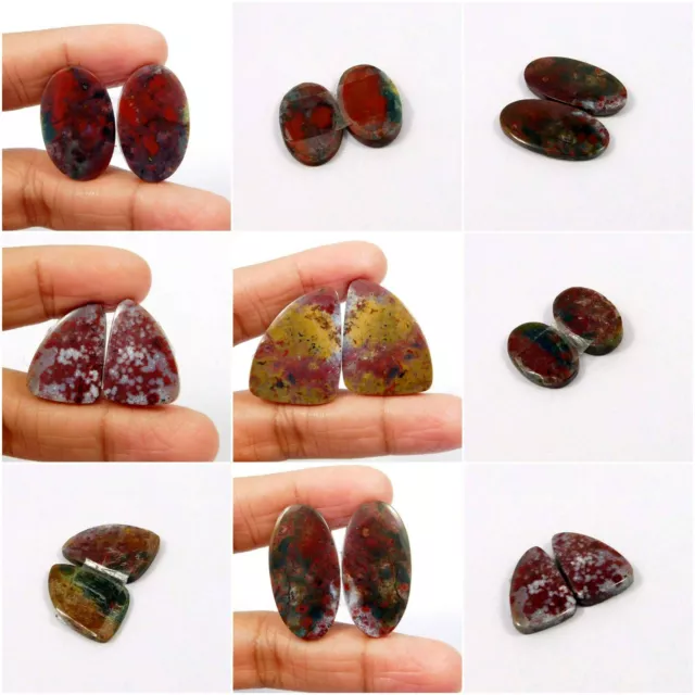 100% Natural Pair Bloodstone Agate Gemstone ARM16944-16950,,20588,20591-20597