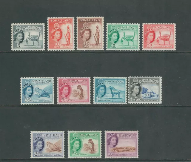 SOMALILAND 1953-58 QEII definitive set complete (Scott 128-39) VF MLH