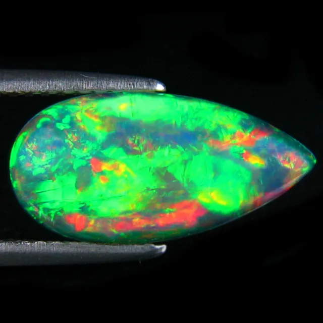 2.28 ct Romantic Pear Cabochon (16 x 8 mm) Ethiopia Play of Colors Rainbow Opal