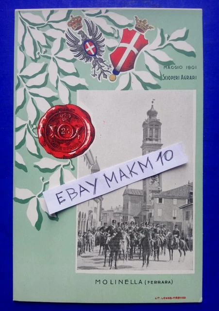 🔵Cartolina Molinella Scioperi Agrari 1901 Reali Carabinieri A Cavallo Ferrara🤣