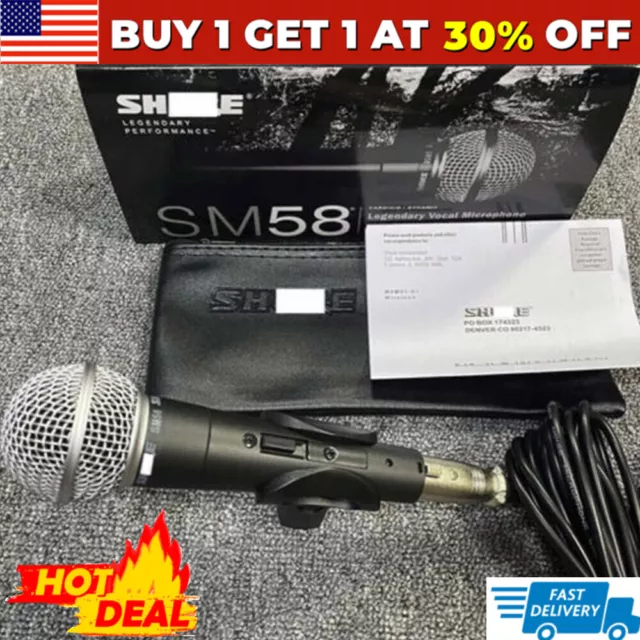 For Shure SM58 Dynamic Vocal Microphone Wired Mic with Switch With Cable US