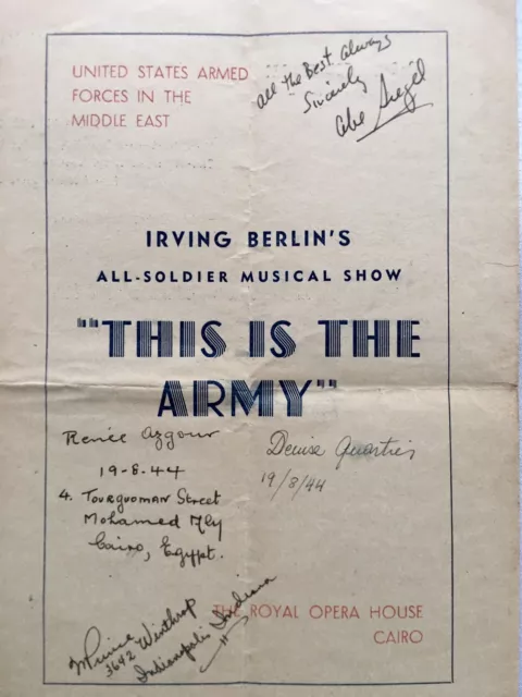 Vintage  This Is The Army Irving Berlin's WWII Musical Show Signed Program Cairo