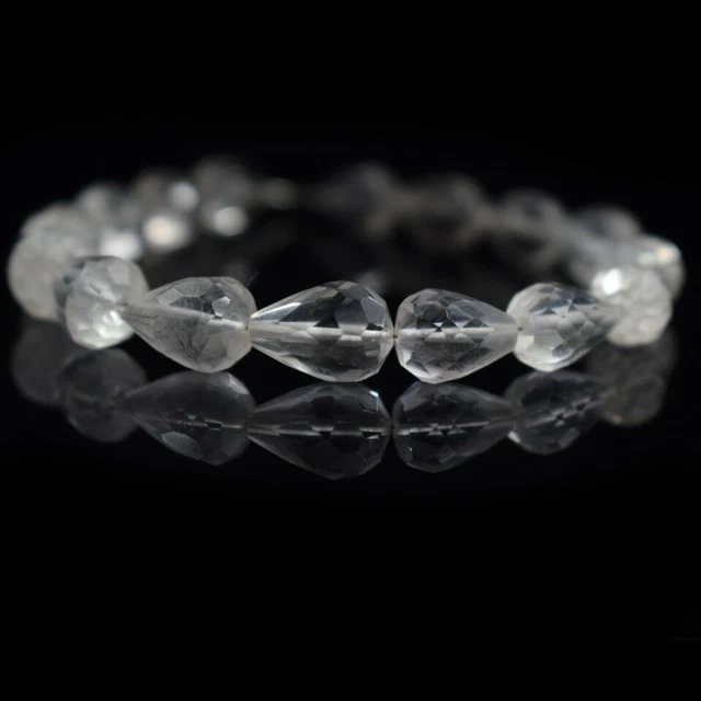 Perles de pierres précieuses en forme de larme à facettes AAA + en cristal...