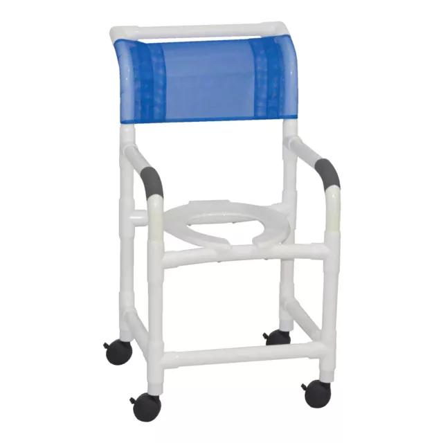 MJM International Shower Chair Fixed Arms PVC Mesh Backrest with Pushbar up to