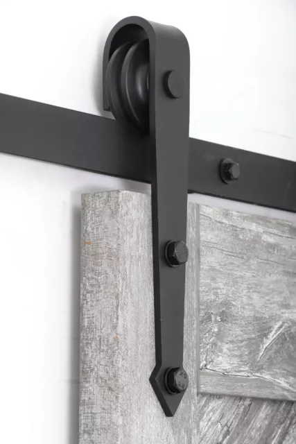 8 FT Sliding Barn Door Hardware Kit Black Modern Closet Hang Style Track Rail