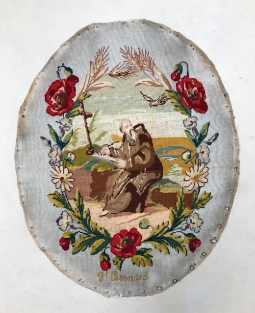 Saint Bernard, Old embroidery, Cross stitch, 19th century