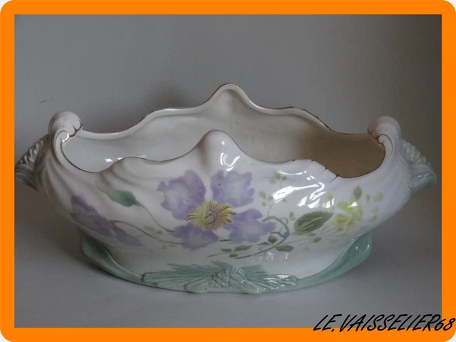 Dinette En Faïence Saint Clément 27 Pièces - Fleurs à La Roue - 1890