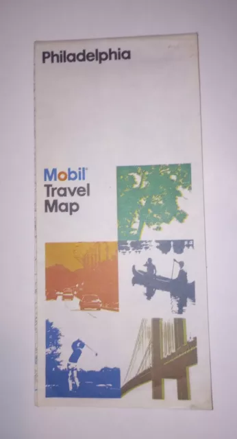 VTG 70'S Mobil Philadelphia Oil Gas Service Station Travel Road Map Rand McNally