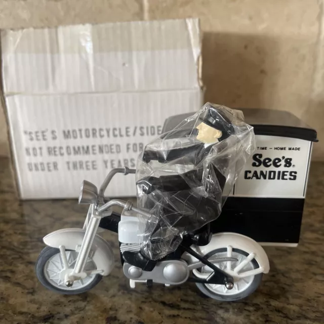 See's Candies Motorcycle Delivery Truck With Sidecar and Driver Diecast Toy