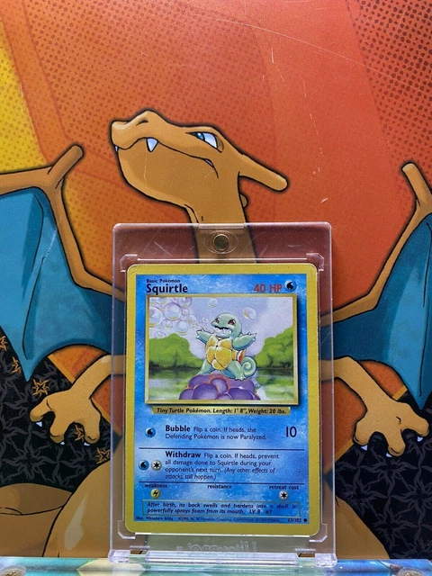 Squirtle Base Set 1999 Unlimited Print EX, 63/102 Pokemon Card.