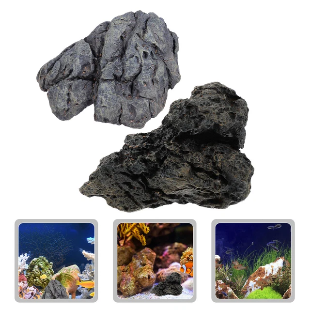 2 piezas Acuario paisaje piedra falsa tanque de peces decoraciones piedra aquascaping