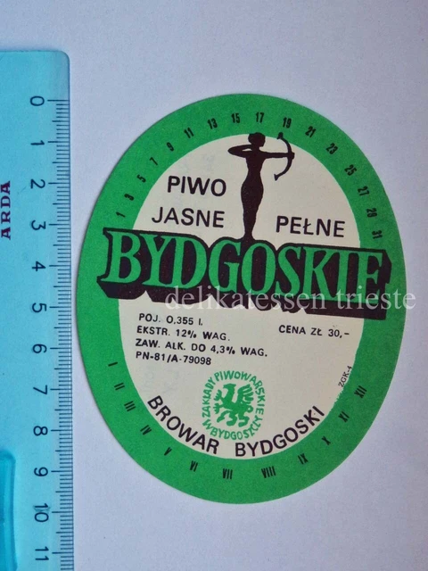 BIRRA BYDGOSKIE Piwo bier beer Polonia vecchia ETICHETTA old LABEL vintage