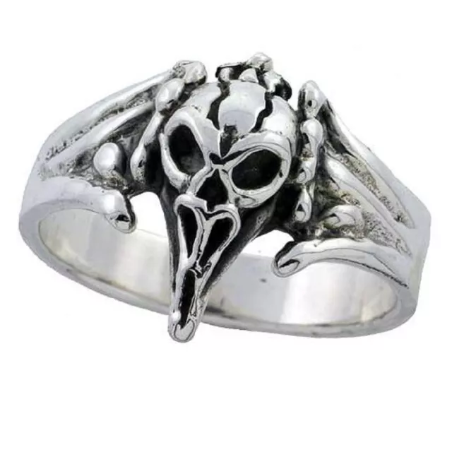 Sterling Silver Vulture Skull Biker Ring