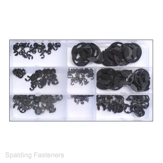 External Retaining Ring E-Clip Assortment Set 330 piece Metric sizes snap rings