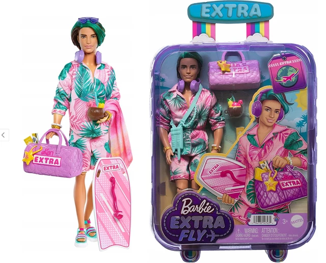BARBIE EXTRA FLY Ken Travel Doll Tropical Surfing Beach Fashion