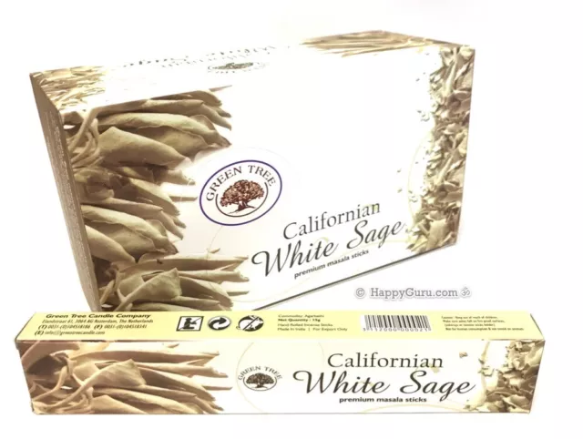 "Californian White Sage" 6 Packets Green Tree Incense Sticks Masala Blend 6x15g 2