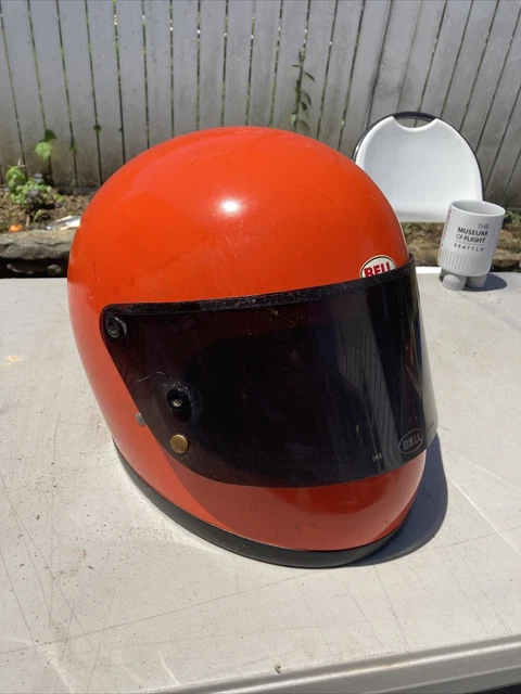 VINTAGE 1975 BELL Star II Motorcycle Helmet Orange Size 7-3/4 - Main Image