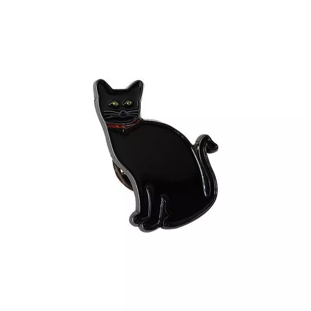Metal Enamel Pin Badge Brooch Black Cat